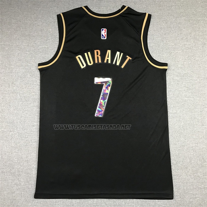 Camiseta Kevin Durant NO 7 Brooklyn Nets Golden Edition 2021-22 Negro